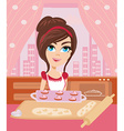 Housewife serving cookies vector image