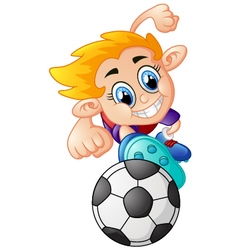 Boy playing football Boy playing football vector image