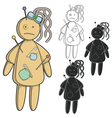 Set of images with a voodoo doll Set of images with a voodoo doll vector image