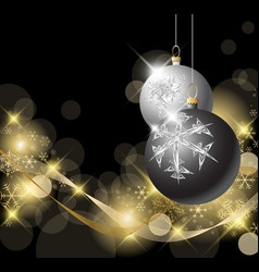 Black and silver Christmas bulbs vector image