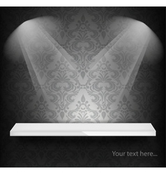 White shelf on wall with damask pattern vector image