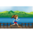 A girl running at the port vector image