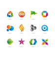 Logo and icons glossy set vector image