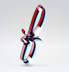 Fantasy plastic 3d glowing ribbon typeface vector image