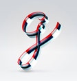 Fantasy plastic 3d glowing ribbon typeface vector image