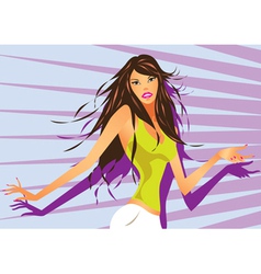Sexy dancing girl in a club under neon light vector image