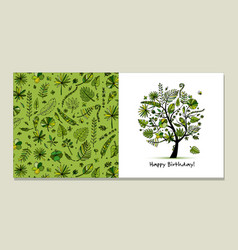 Greeting card with tropical tree design vector image