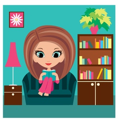 Girl reading vector image