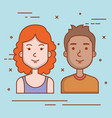 Young couple avatars characters portrait people vector image