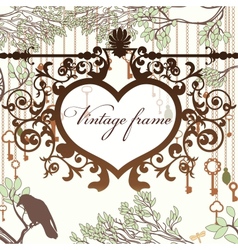 Vintage background with wrought heart frame and vector image
