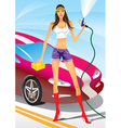 Car wash with fashion model vector image