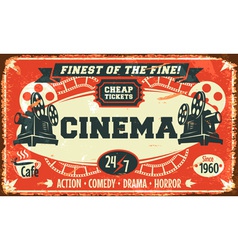 Grunge retro cinema poster vector image