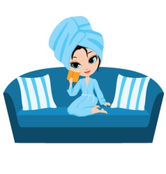 Woman on a sofa vector image