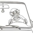 Crazy taxi driver grabbed the steering wheel vector image