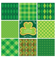 Set of green seamless patterns for St Patricks Day vector image