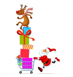 Santa with a bag and gifts vector image