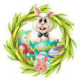 An easter design with a bunny eggs and leafy plant vector image
