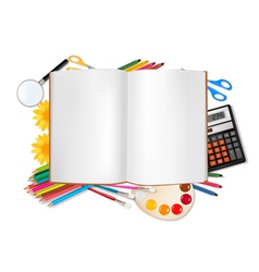 Back to school horizontal set with supplies vector image