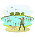 Hunter with a dog vector image