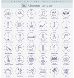 Garden outline icon set Elegant thin line vector image