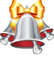 Silver jingle bells with gold bow vector image