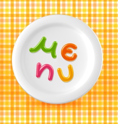 Marmalade candy menu word on plate vector image