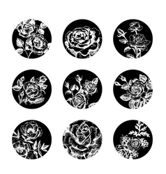 Set of floral banners hand drawn rose vector image