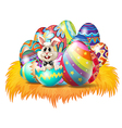 Easter eggs with an Easter bunny vector image