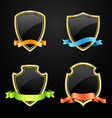 Gold and black shield with ribbon vector image