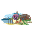 Los angeles doodles vector image