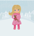 Winter girl and her cat vector image