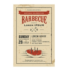 Vintage birthday party barbecue invitation vector image
