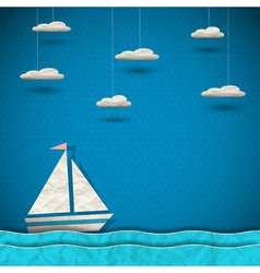 Sailing boat and clouds vector image