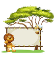 A lion and a bee near a big tree vector image