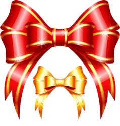 Red and gold gift bow and ribbon vector image