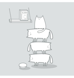 Cats stacked to reach cat food vector image