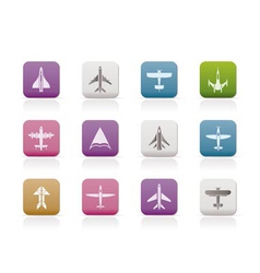 Different types of plane icons vector image