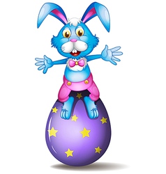 A rabbit above an easter egg vector image