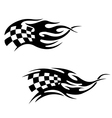Checkered flag with black flames vector image