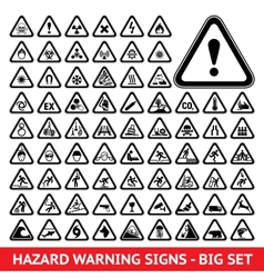Triangular Warning Hazard Symbols Big set vector image
