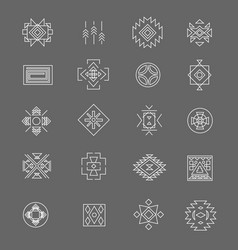 Tribal american indian linear symbols line hand vector image