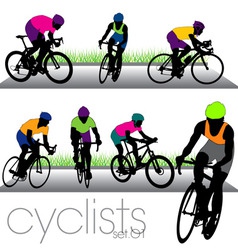 Cyclists set01 vector image