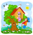 Cute kids on Treehouse vector image