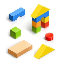 Brick house wooden toy set vector image