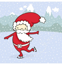 Cartoon santa skating vector image