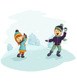 A snowball fight vector image