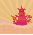 Old paper with Asian Landscape vector image