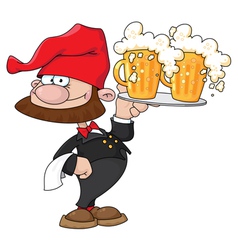 Waiter gnome with beer vector image