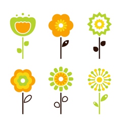 Set of retro flower elements vector image