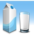 Milk carton with glass vector image